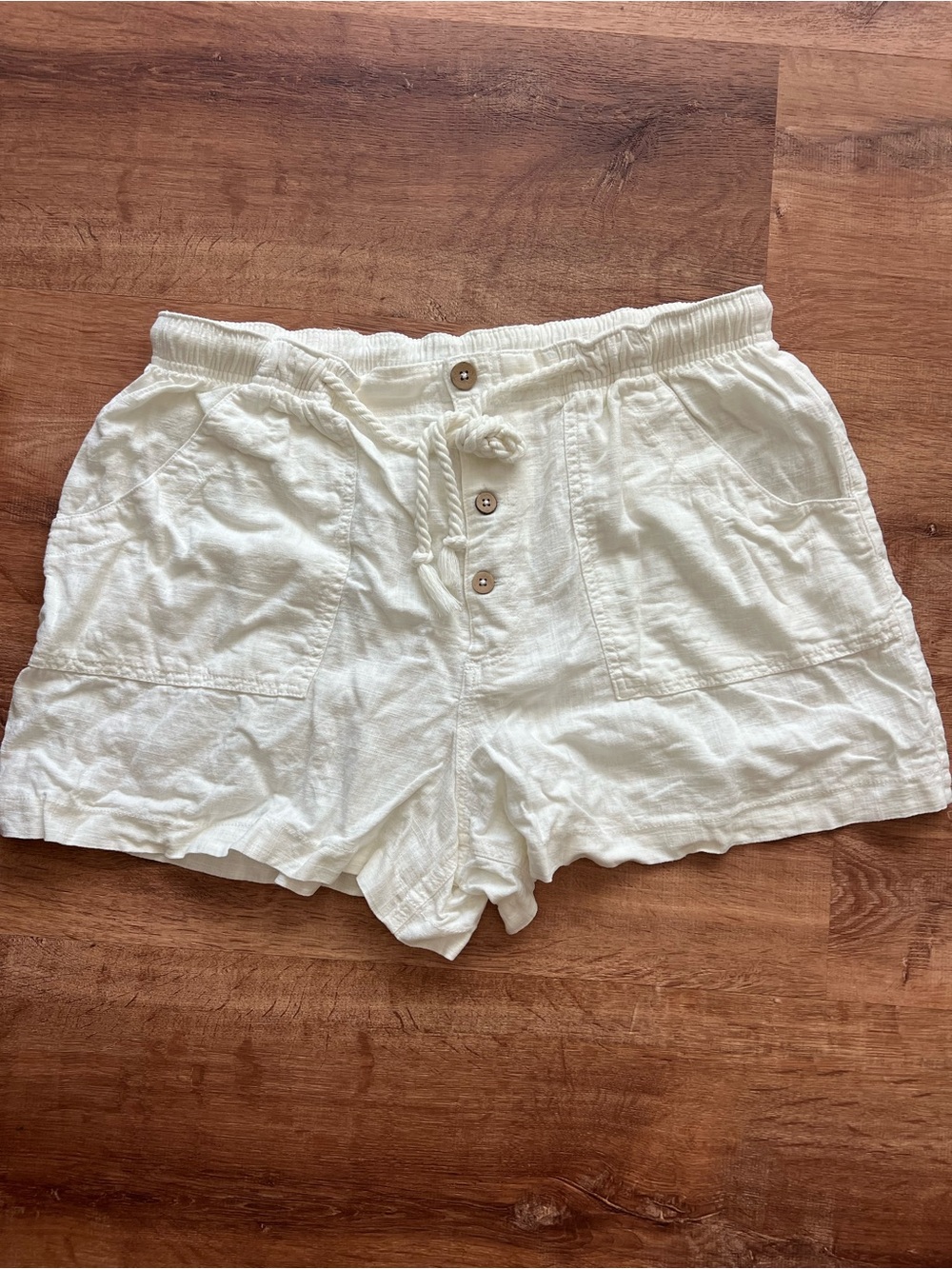 Free People Westmoreland Linen Blend Pull On Shorts Size XL NWOT RT $78 White